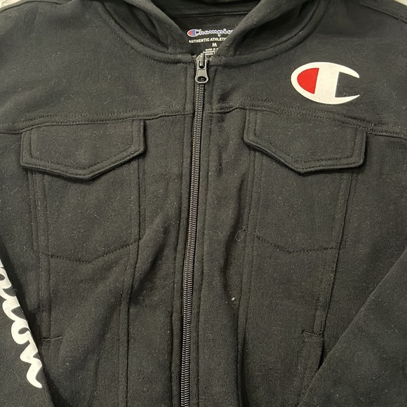 Champion Big Girls C Logo and Sleeve Hit with Fleece Full Zip Hoodie - Picture 2 of 6